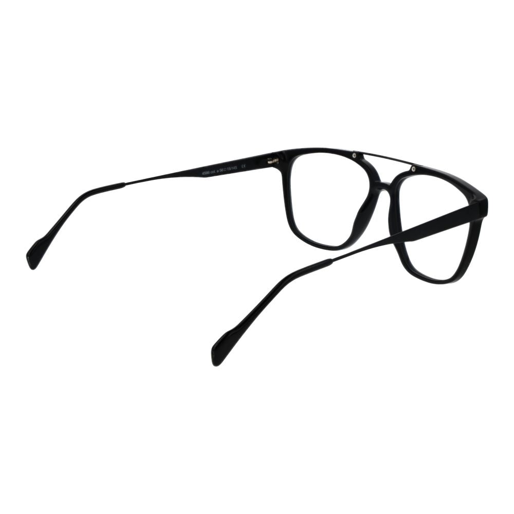 Andy Wolf Black Unisex Glasses Frame in full-rim metal with demo lenses and trapezium style