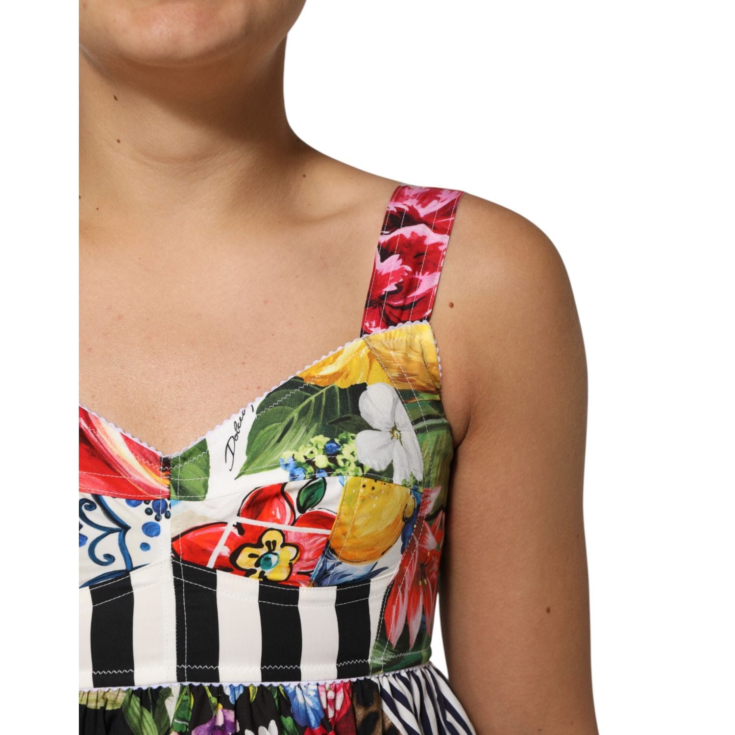 Dolce & Gabbana Multicolor Patchwork Cotton AlineMini Dress