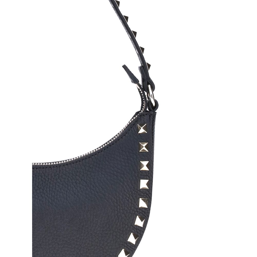 Valentino Garavani Black Calf Leather Bos Taurus Shoulder Bag