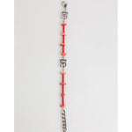 Dolce & Gabbana Silver Tone Brass Beaded Resin DG Logo Chain Men Bracelet