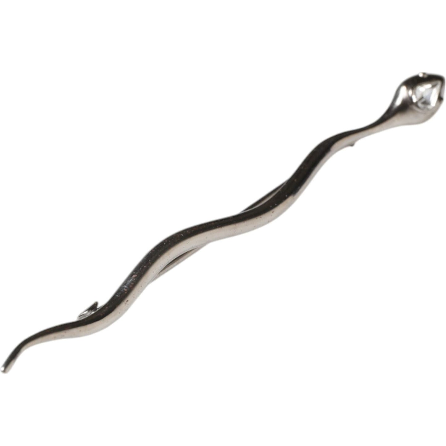 Dolce & Gabbana Silver Brass Crystal Spilla Serpente Mens Brooch Pin SMY10788