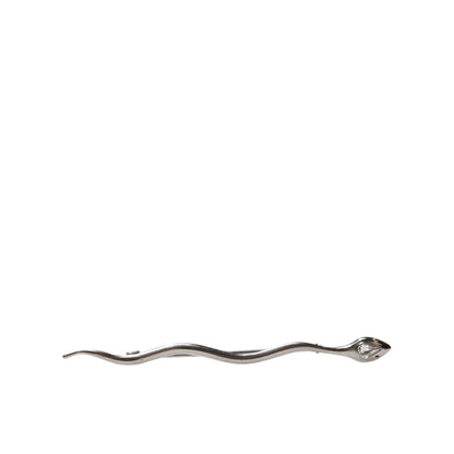 Dolce & Gabbana Silver Brass Crystal Spilla Serpente Mens Brooch Pin
