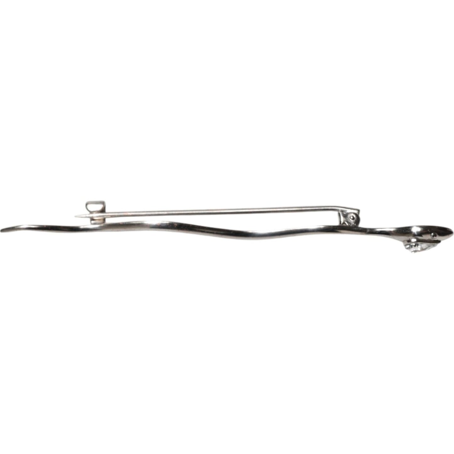 Dolce & Gabbana Silver Brass Crystal Spilla Serpente Mens Brooch Pin SMY10788