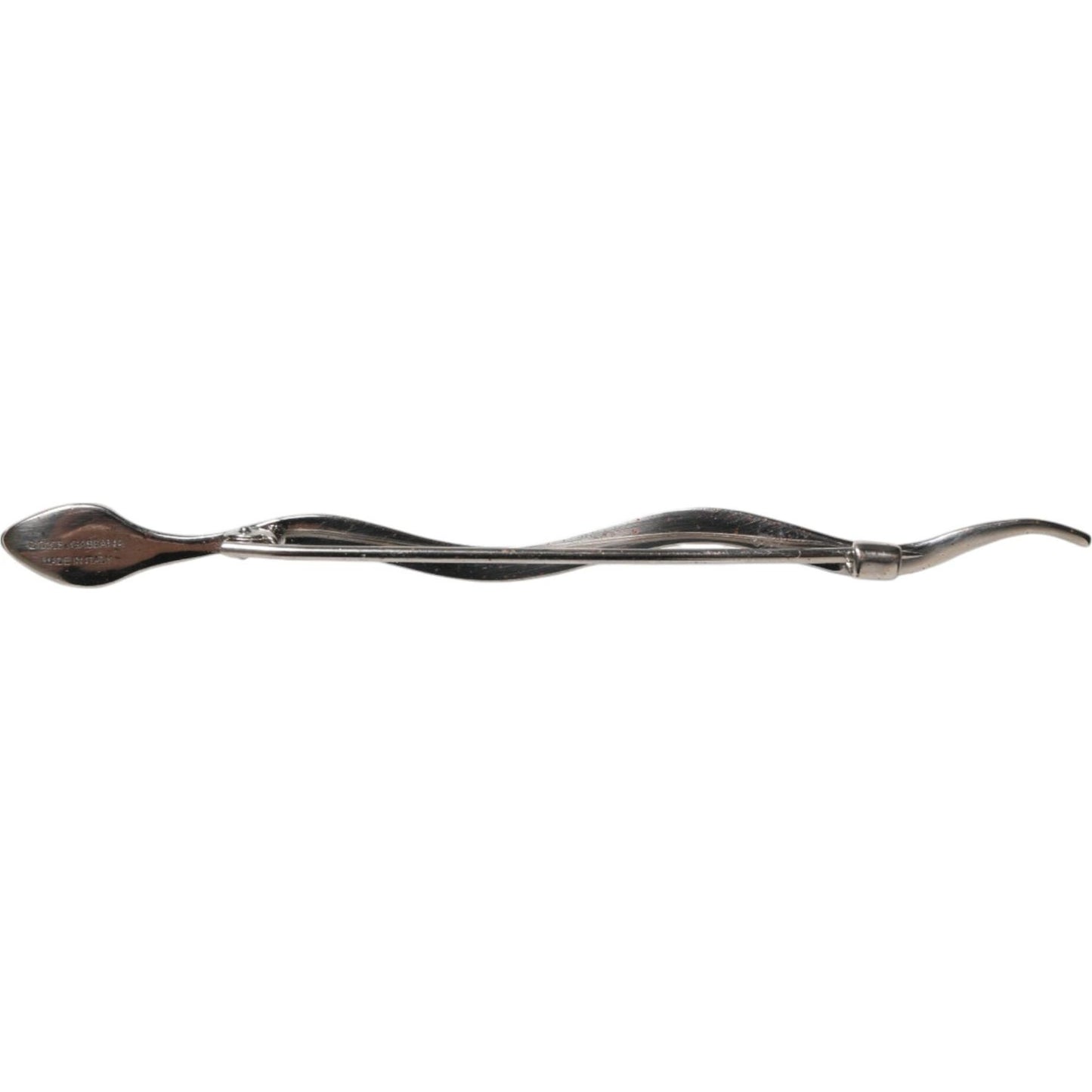 Dolce & Gabbana Silver Brass Crystal Spilla Serpente Mens Brooch Pin SMY10788
