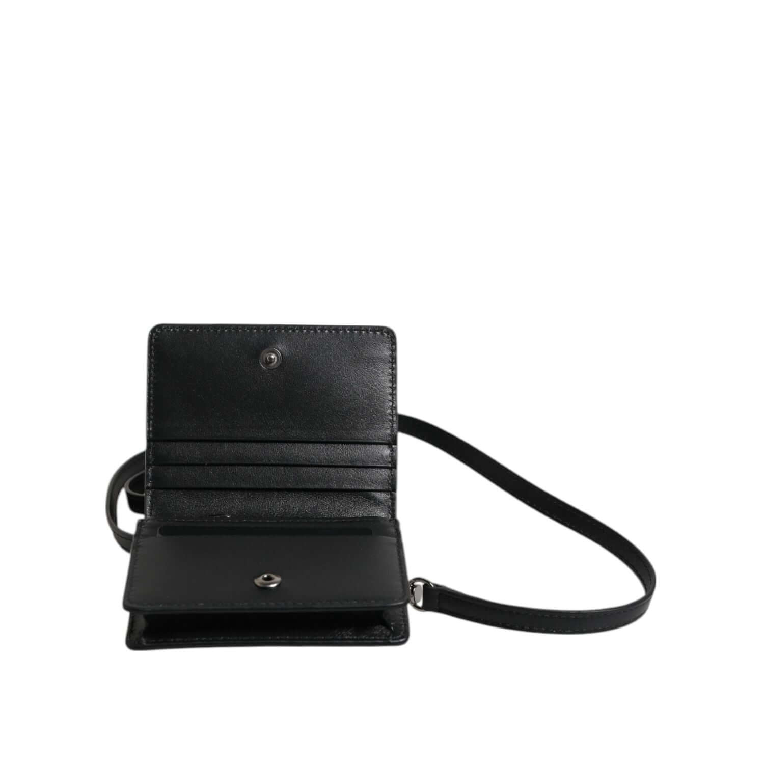 Dolce & Gabbana Black Leather Bifold Card Holder Crossbody Men Borse Bag