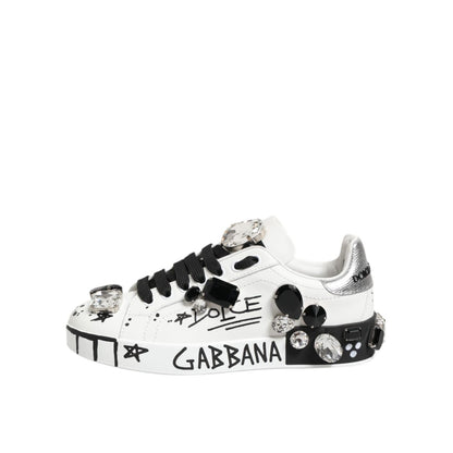 Dolce & Gabbana White Portofino Crystal Sneakers  Shoes