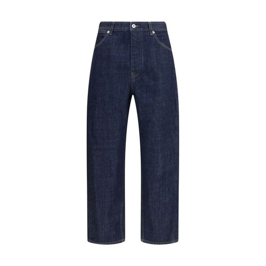 Jil Sander Blue Cotton Straight-Leg Jeans with logo label, button closure, and five pockets, made of 100% cotton, AW25 collection.
