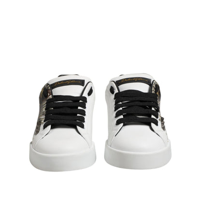 Dolce & Gabbana White Leather Portofino Lace Up Sneakers Shoes
