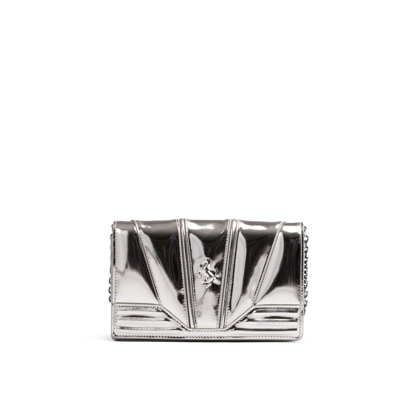 Ferrari Metal Silver GT patent leather bag with chain