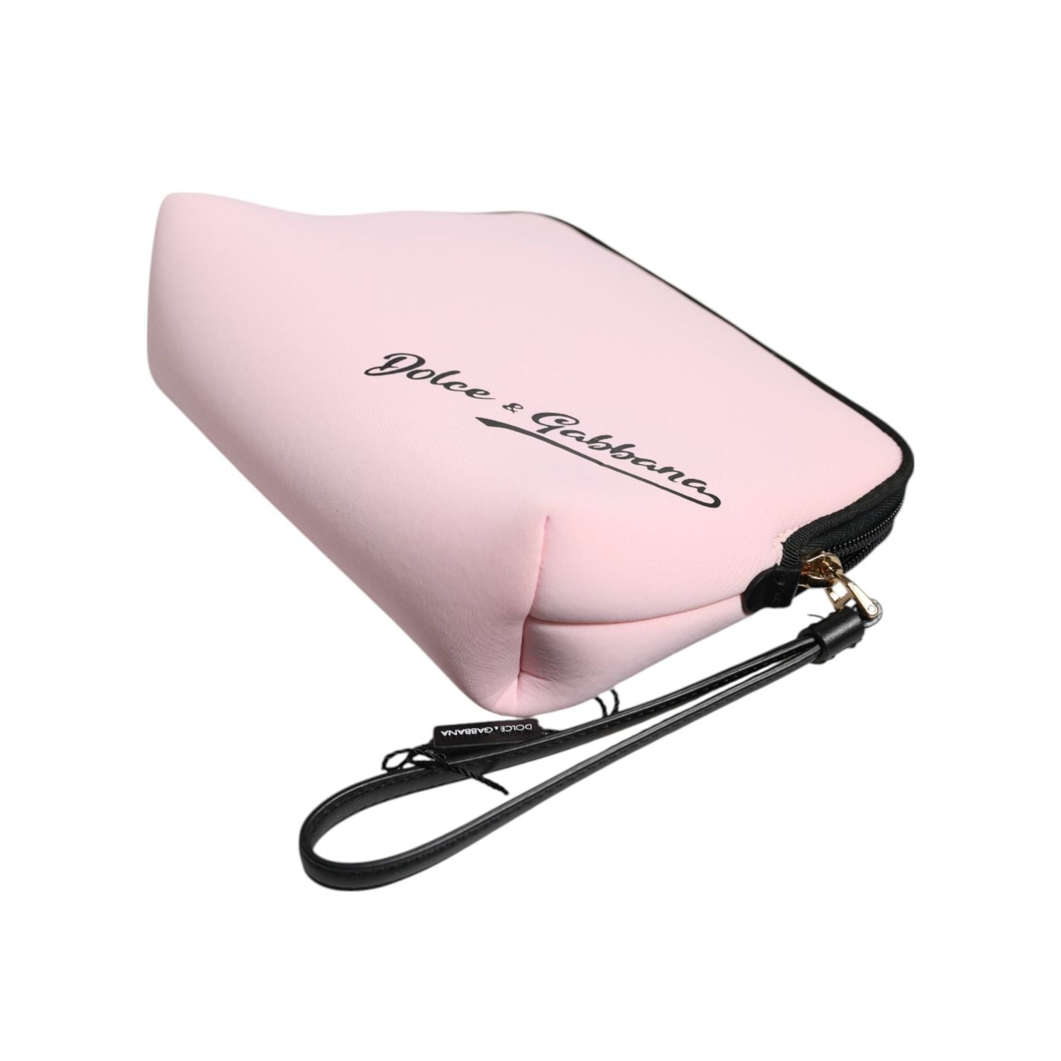 Dolce & Gabbana Pink Solid Nylon DG Logo Print Clutch Zip Borse Pouch Bag