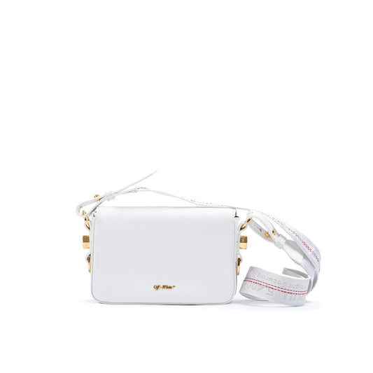 Off-White White/Gold  Metallic Stripe Mini Crossbody Bag