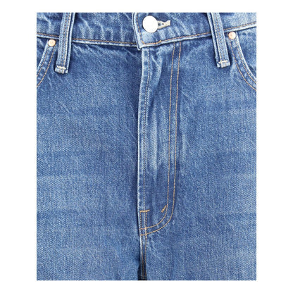 Mother Denim Blue Cotton Cropped Jeans