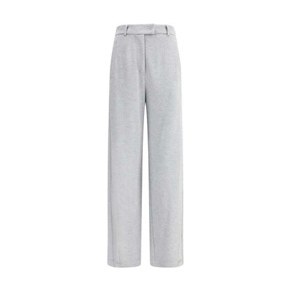Brunello Cucinelli Gray Cotton Casual Pants with straight-leg, front zipper, and hook-and-eye closure, featuring side and back pockets.