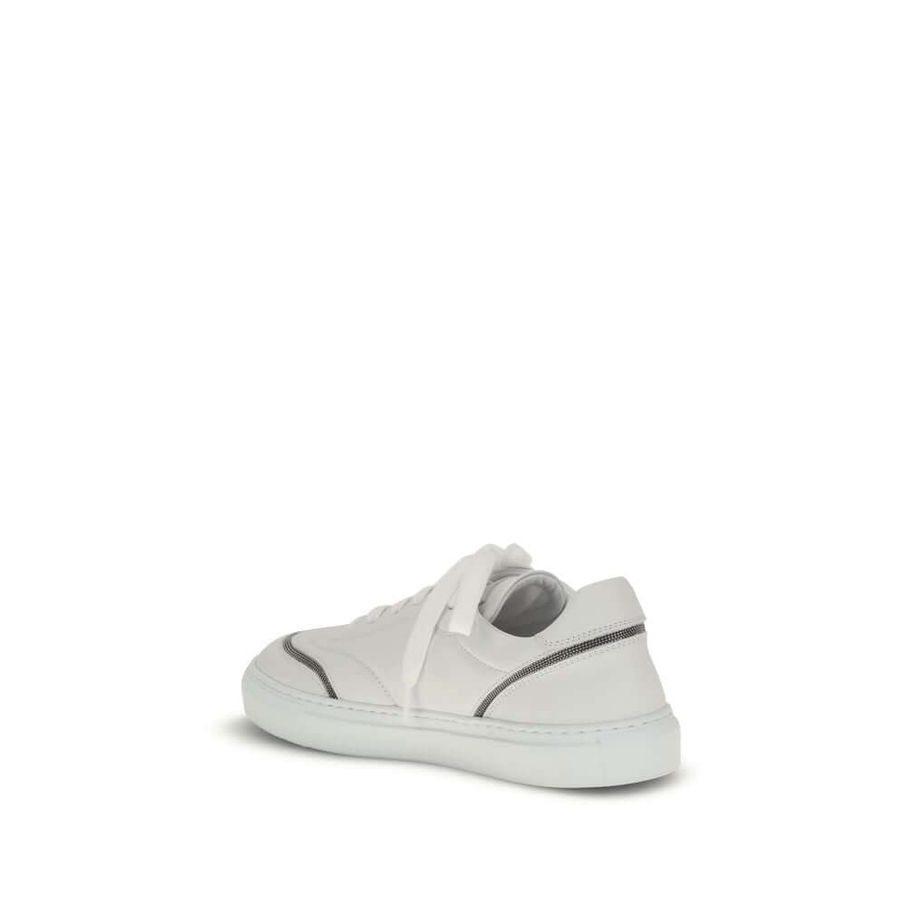 Brunello Cucinelli White Calf Leather Bos Taurus Low Top Sneakers