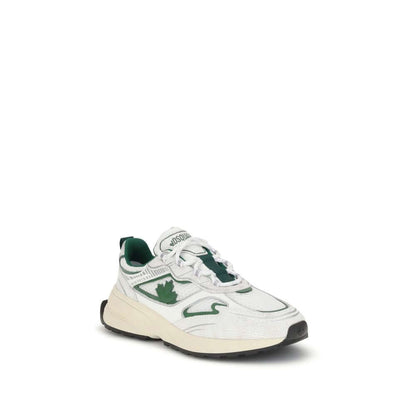 Dsquared² White Calf Leather Bos Taurus Athletic Sneakers with maple leaf and reflective details