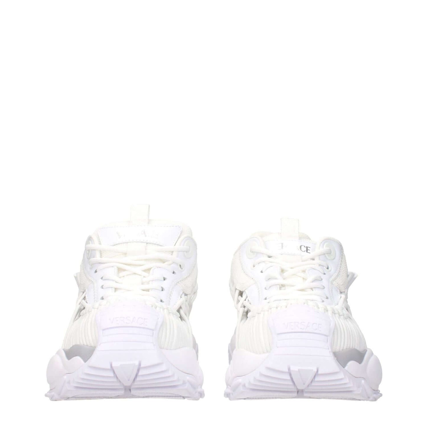 Versace White Leather Athletic Sneakers