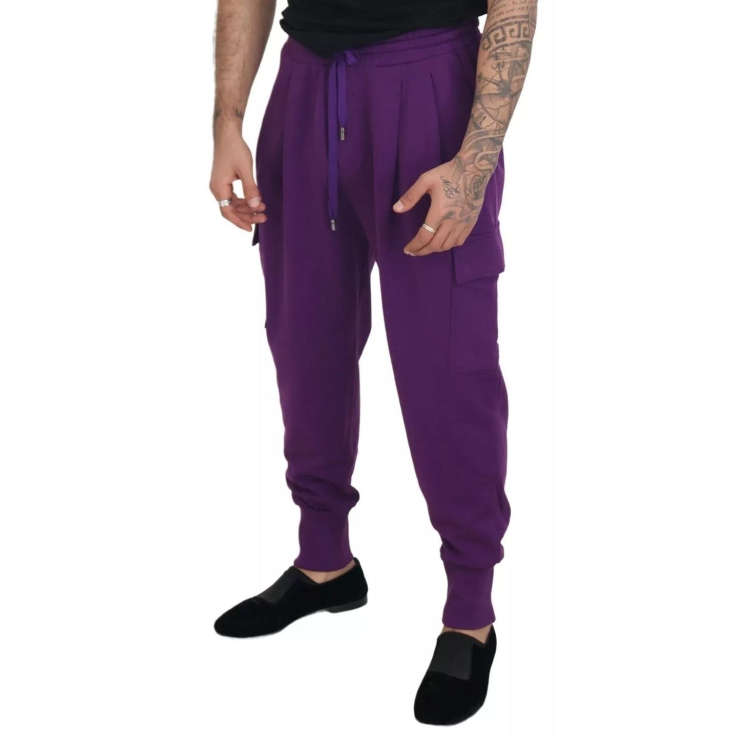 Dolce & Gabbana Purple Cotton Cargo Sweatpants Jogging Pants