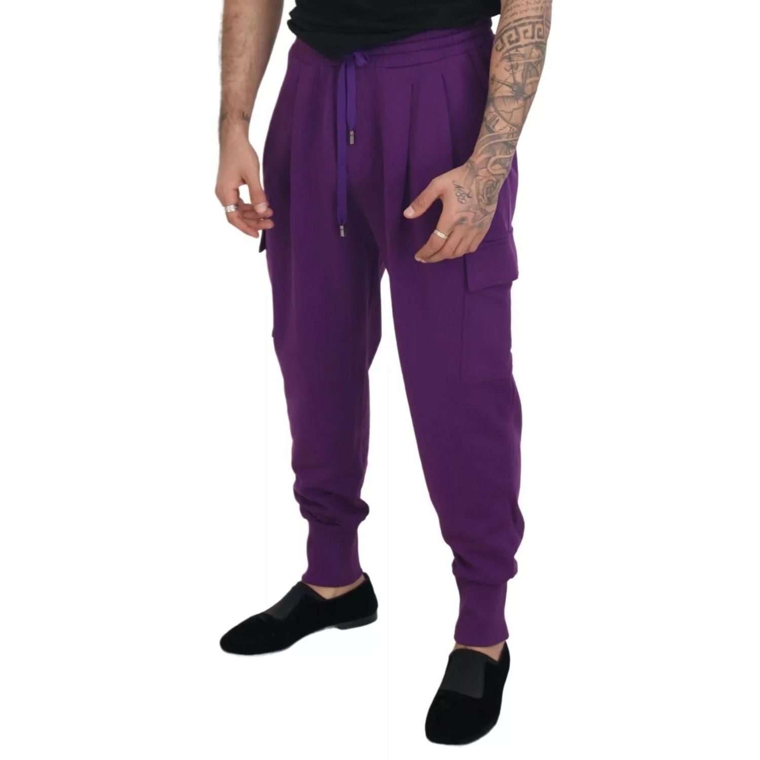 Dolce & Gabbana Purple Cotton Cargo Sweatpants Jogging Pants
