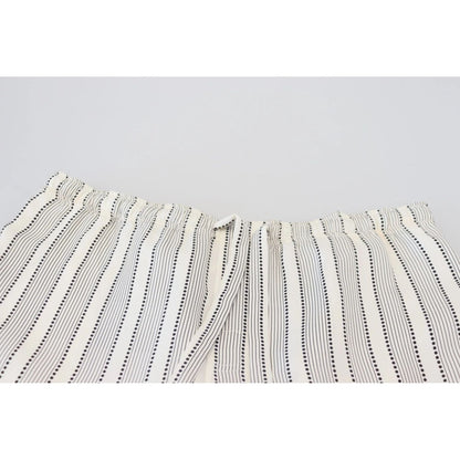 Dolce & Gabbana White Stripes Silk Lounge Trouser Pants