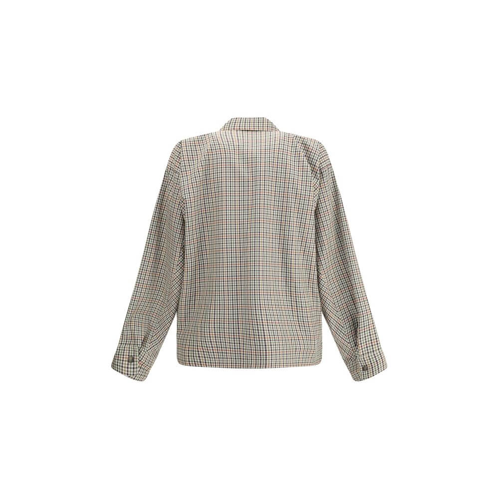 Back view of Balenciaga Multicolor Cotton Coat showcasing checkered pattern and contemporary overshirt design.