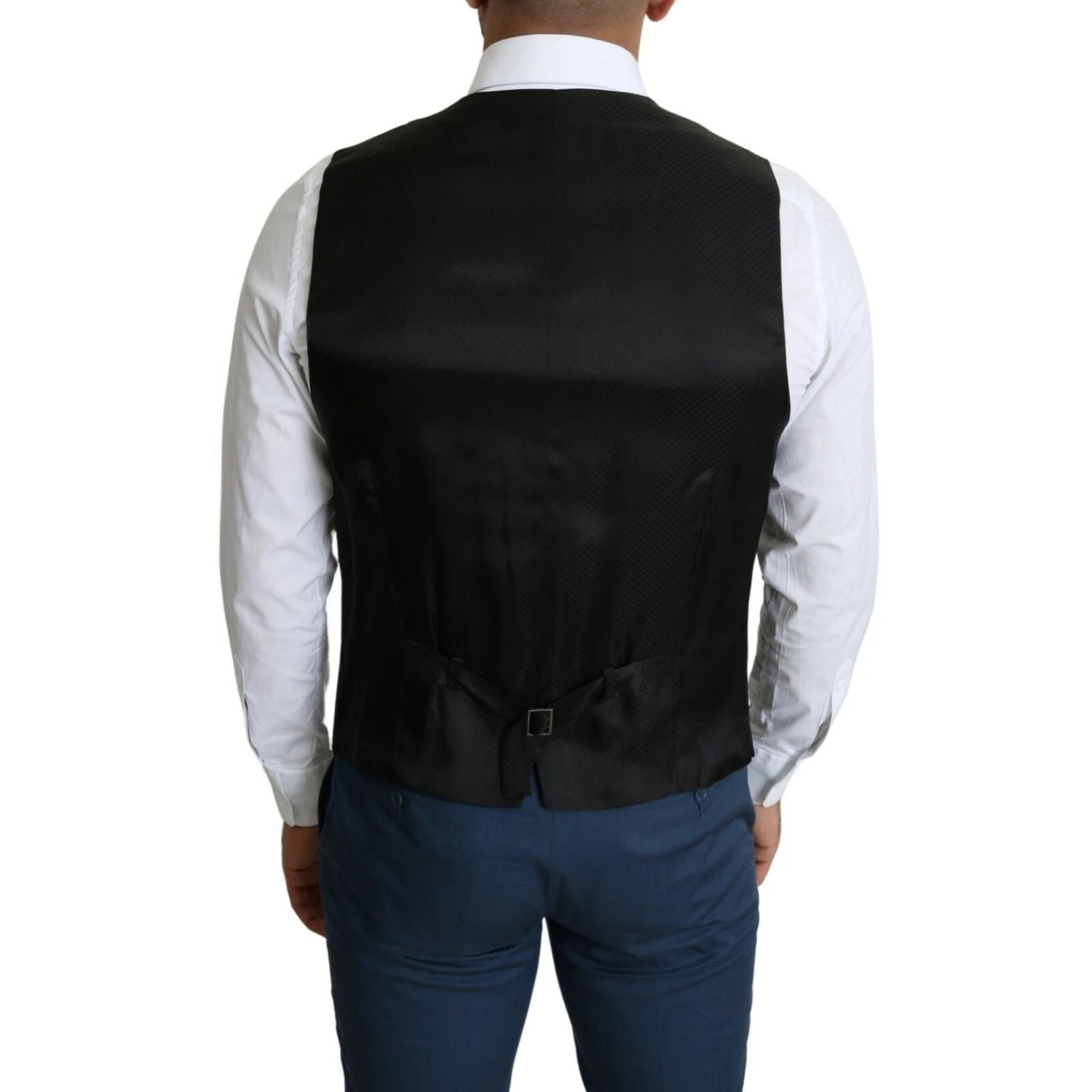 Dolce & Gabbana Black Wool Men Formal Waistcoat Vest