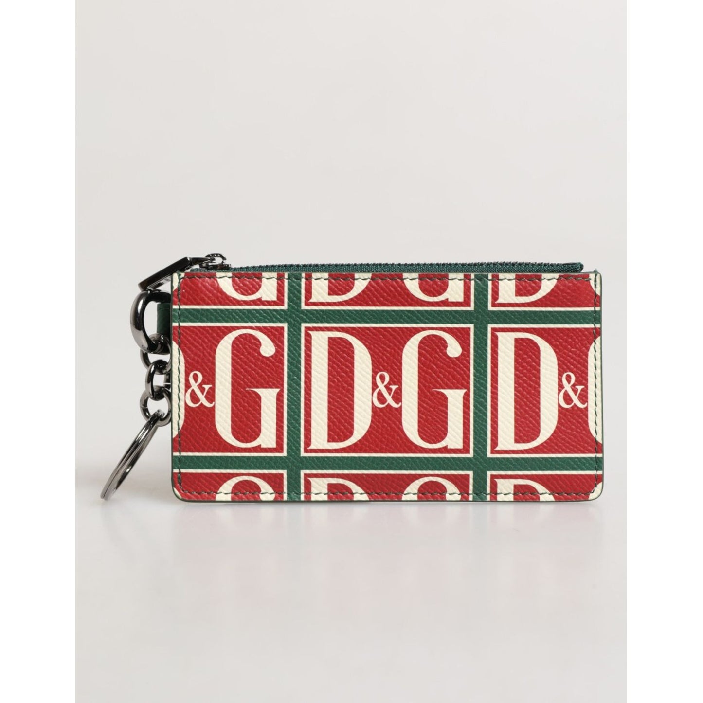 Dolce & Gabbana Green Calf Leather Logo Print Monogram Card Holder Wallet SMY11213