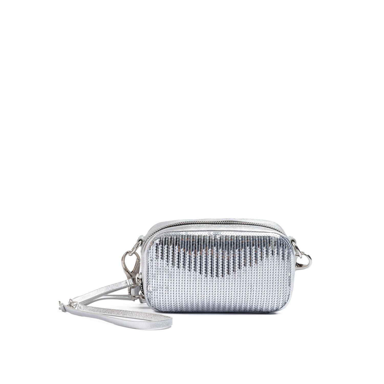 Front view with bag zipped and handles upright.