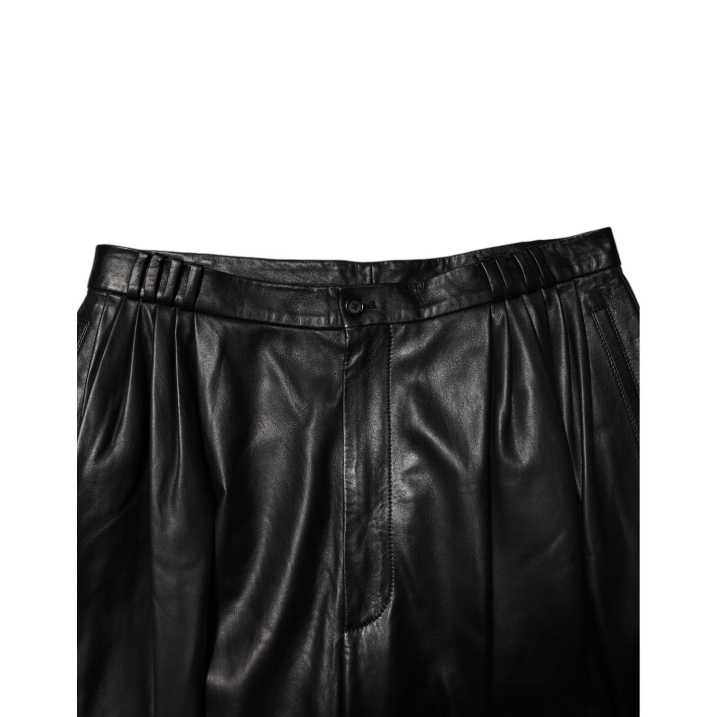 Dolce & Gabbana Black Lamb Leather Trousers Men Pants