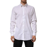 Dolce & Gabbana White Cotton GOLD Long Sleeves Formal Shirt