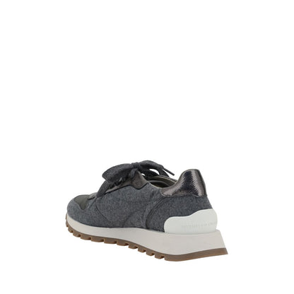 Brunello Cucinelli Gray Fleece Wool Sneakers