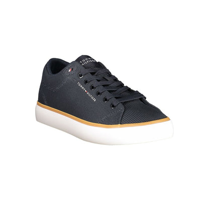 Tommy Hilfiger Blue Polyester Men Sneaker with lace-up design and contrasting details