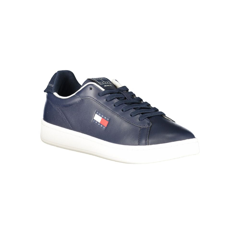 Tommy Hilfiger Blue Leather Men Sneaker with bold design and durable blue contrasts.