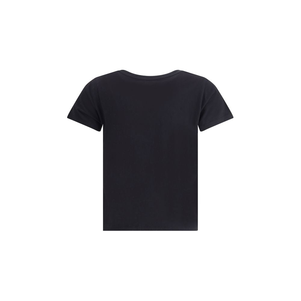 Back view of Zadig & Voltaire Black Cotton T-Shirt with ribbed crew neck. Casual and contemporary style for AW25 collection.