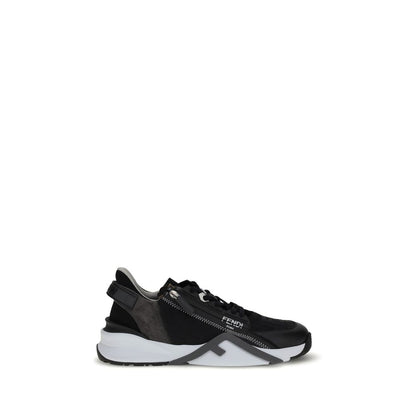 Fendi Gray Calf Leather Bos Taurus Athletic Sneakers