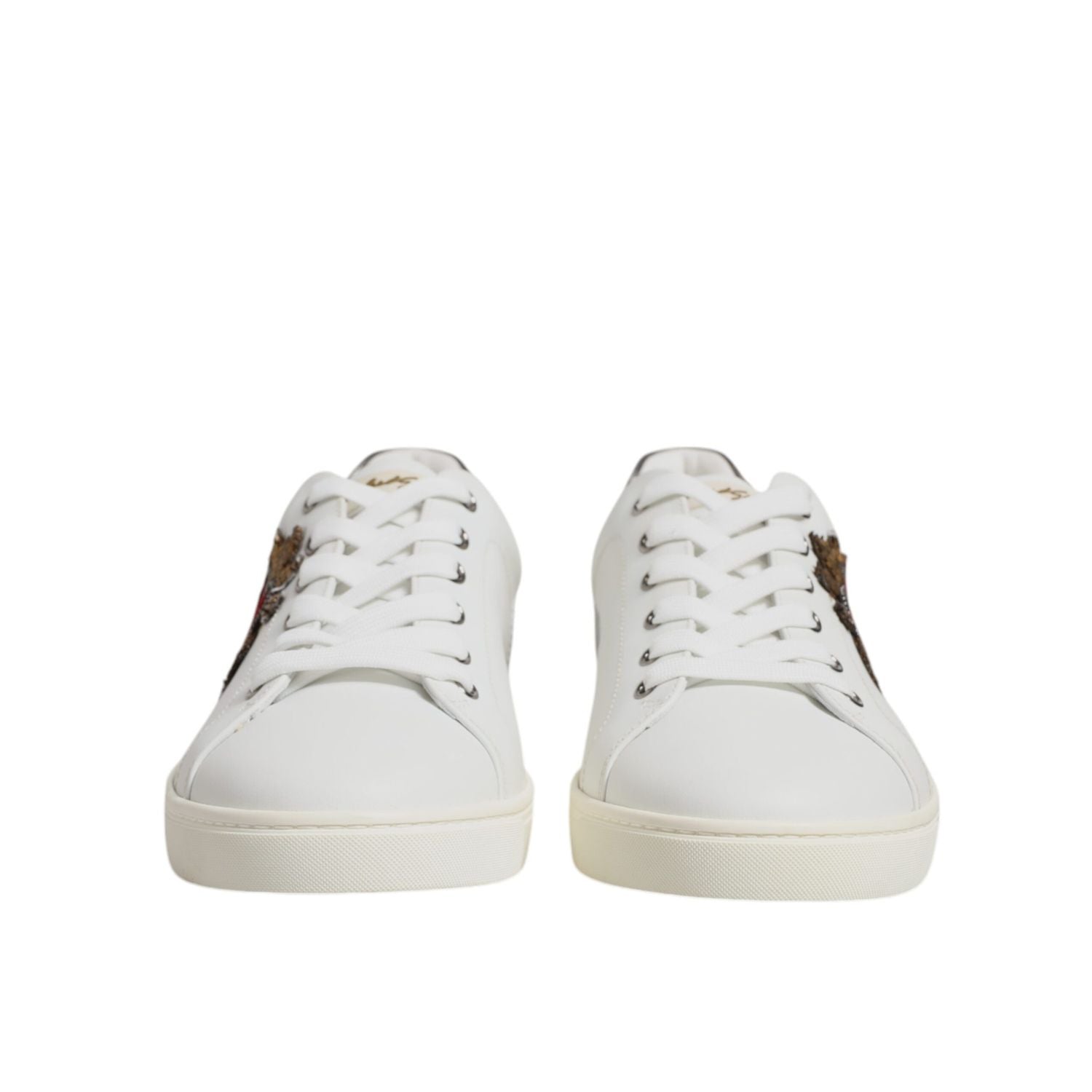 Dolce & Gabbana White Silver Sacred Heart Men Sneakers Shoes