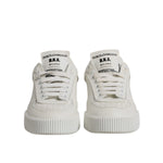 Dolce & Gabbana White Miami Leather Low Top Sneakers Shoes featuring sleek Italian design, cushioned interior, lace-up closure, and rubber sole.