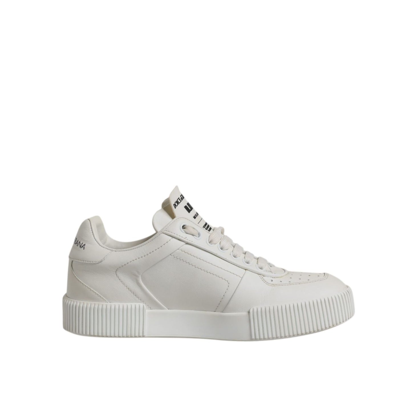Dolce & Gabbana White Miami Leather Low Top Sneakers Shoes featuring minimalist design and Italian craftsmanship for style and comfort.