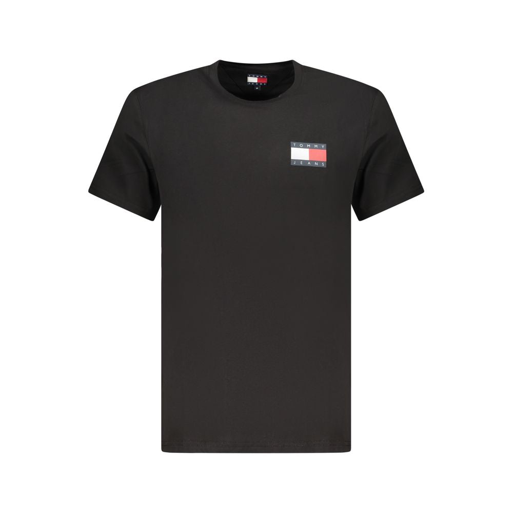 Tommy Hilfiger Black Cotton Men T-Shirt with crew neck and logo on chest.
