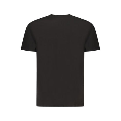 Back view of Tommy Hilfiger Black Cotton Men T-Shirt with short sleeves in sleek black color.