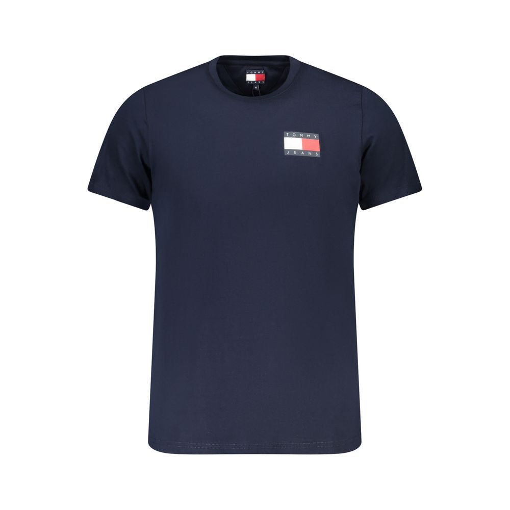 Tommy Hilfiger Blue Cotton Men T-Shirt featuring short sleeves and iconic logo.