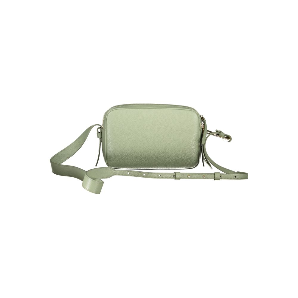 Coccinelle Green Leather Women Handbag with adjustable shoulder strap, handcrafted design, dual compartments, and secure zip closure.