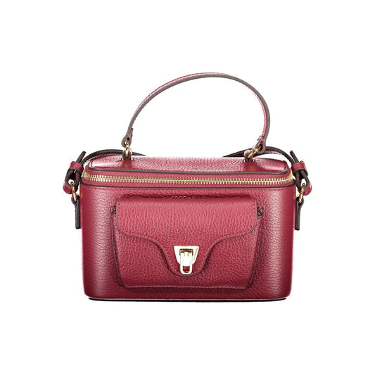 Coccinelle Purple Leather Women Handbag with chic handle and adjustable strap, featuring secure closure and external pocket for essentials.