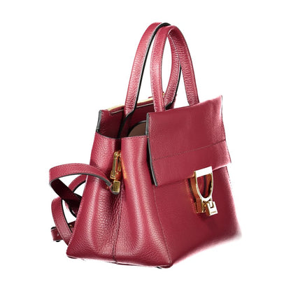Coccinelle Purple Leather Women Handbag with dual handles and adjustable shoulder strap for versatile Italian sophistication.