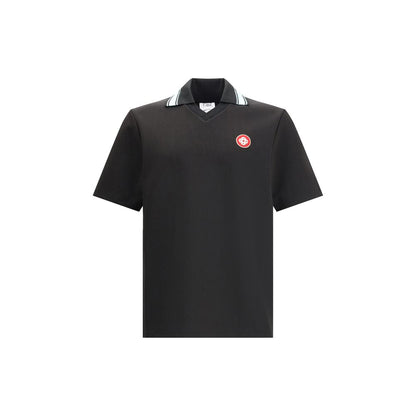 Casablanca Black Viscose Polo Shirt