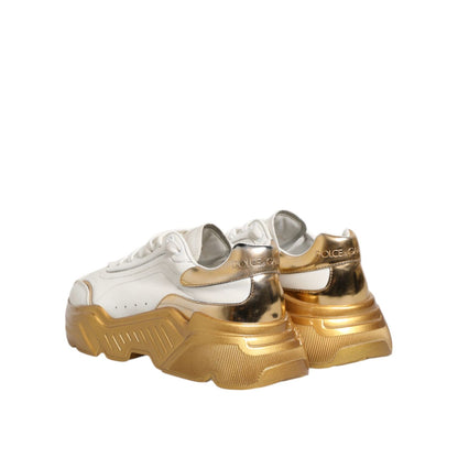 Dolce & Gabbana White Gold DAYMASTER Leather Sneakers Womens Shoes