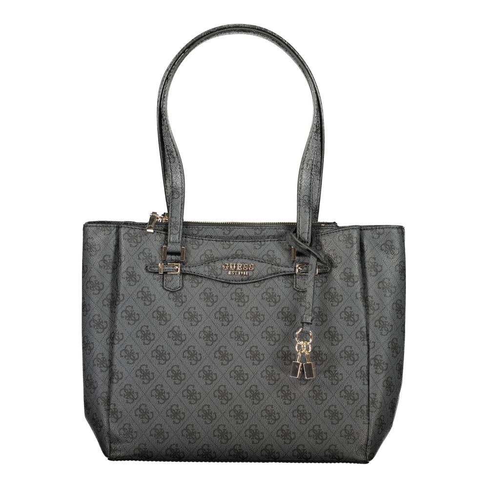 Guess Jeans Black Polyethylene Women Handbag with dual handles and multiple compartments