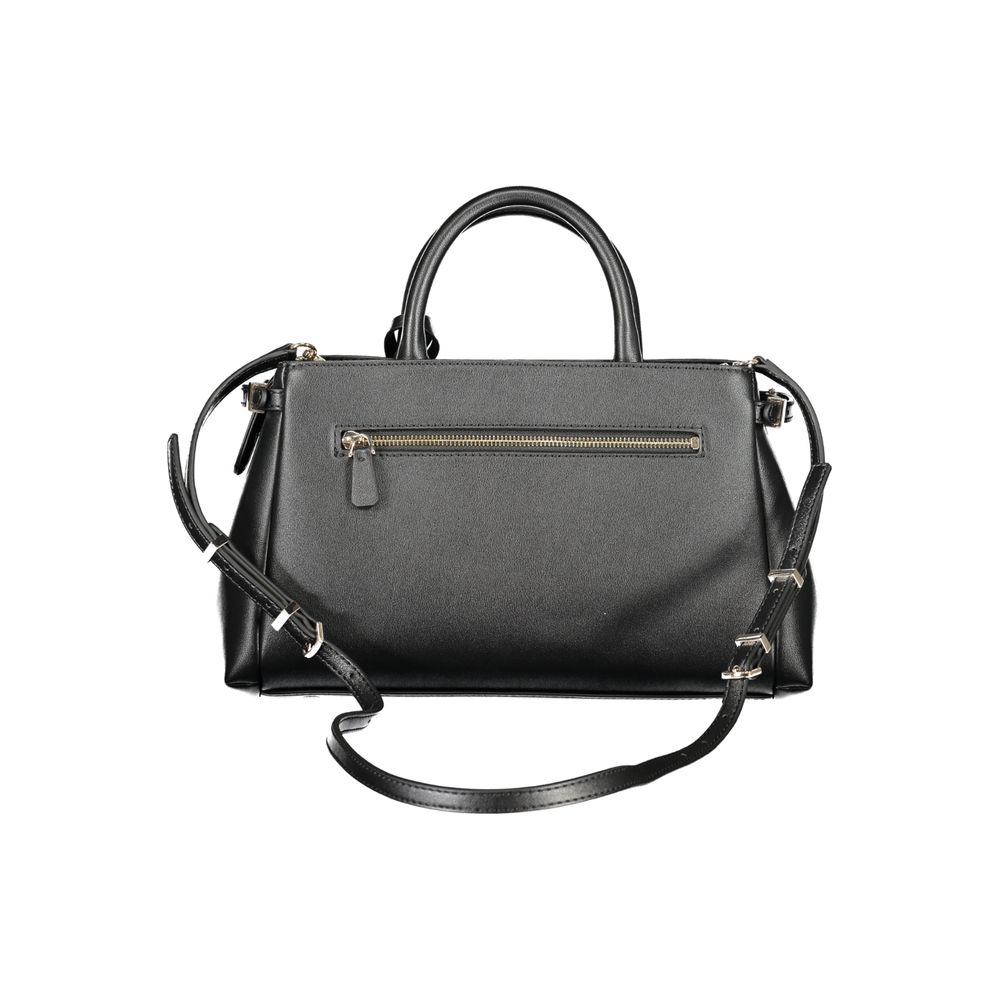 Guess Jeans Black Polyethylene Women Handbag with detachable strap and multiple compartments.