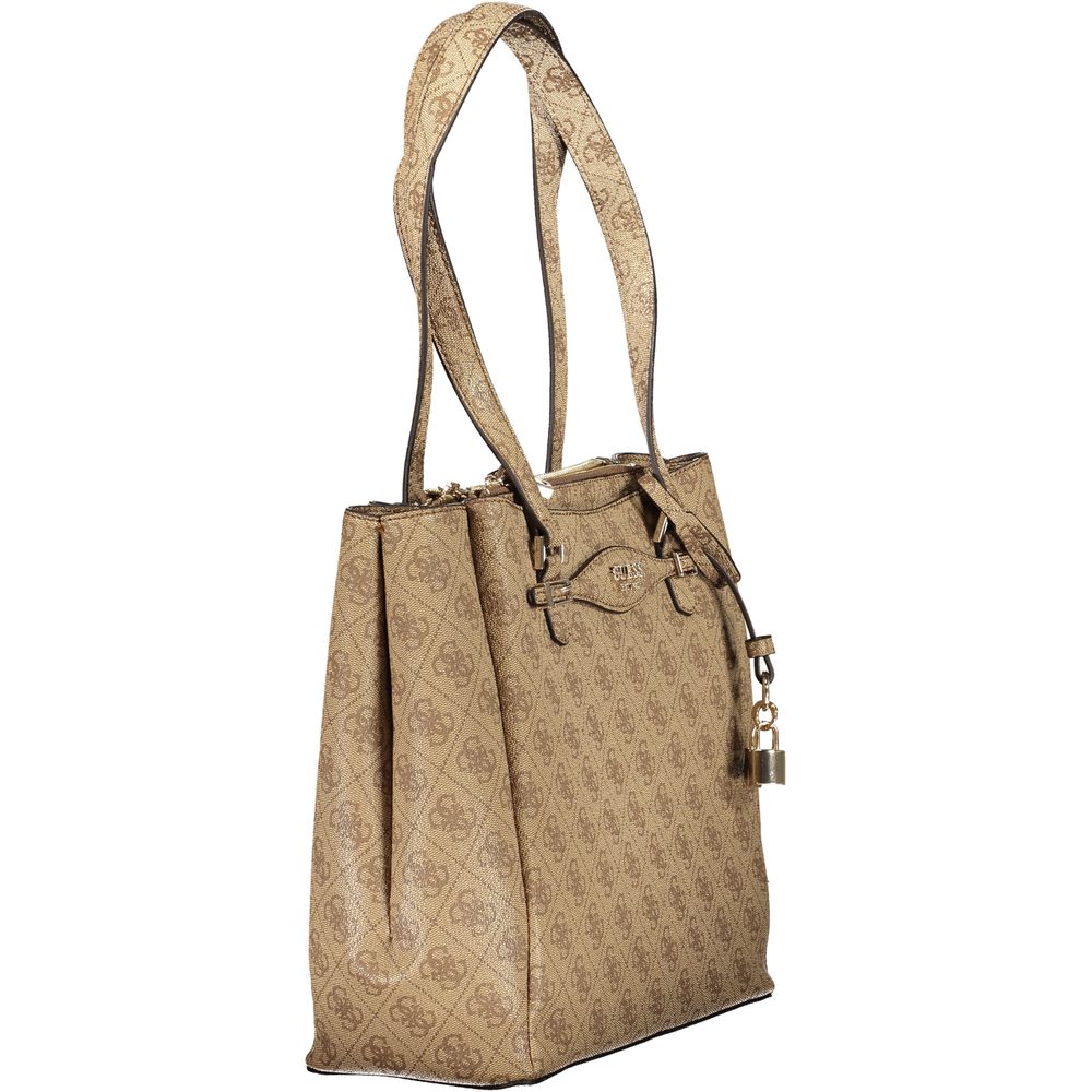 Guess Jeans Beige Polyethylene Women Handbag with trio external pockets and stylish design