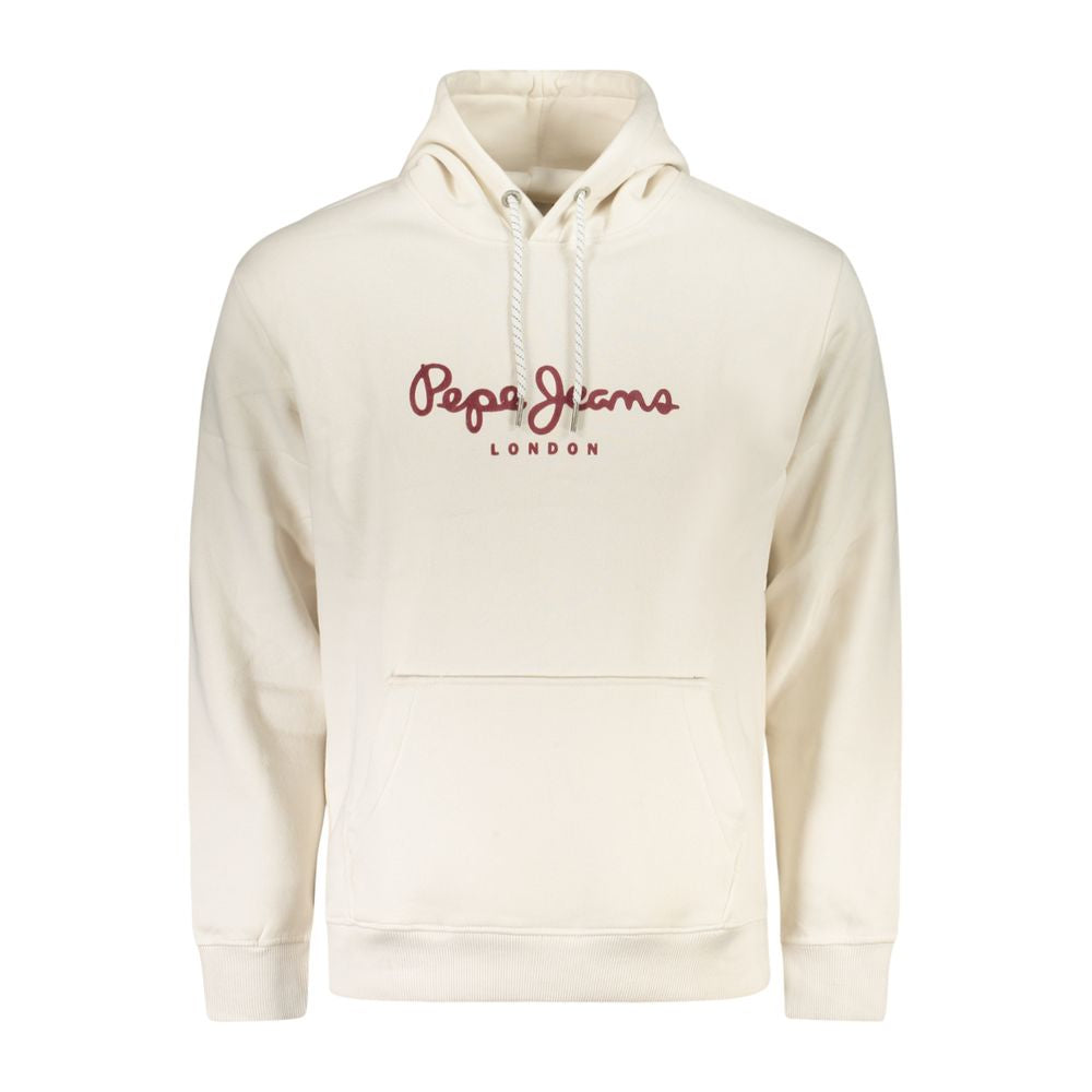 Pepe Jeans White Cotton Men Sweater with logo and central pocket