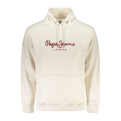 Pepe Jeans White Cotton Men Sweater with logo and central pocket